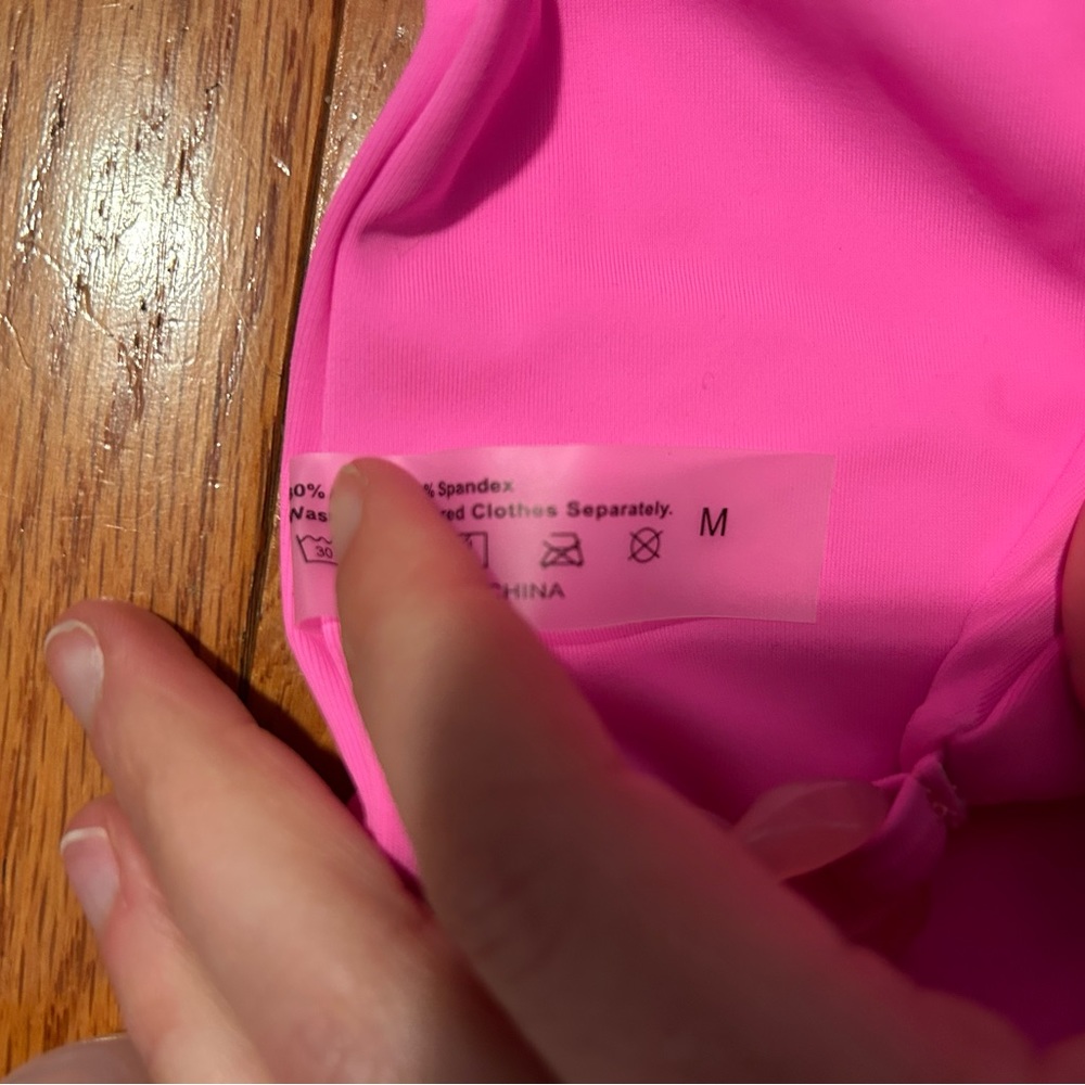 Cimi bikini set with mesh shorts cover up neon pink -  size medium - Picture 5 of 8